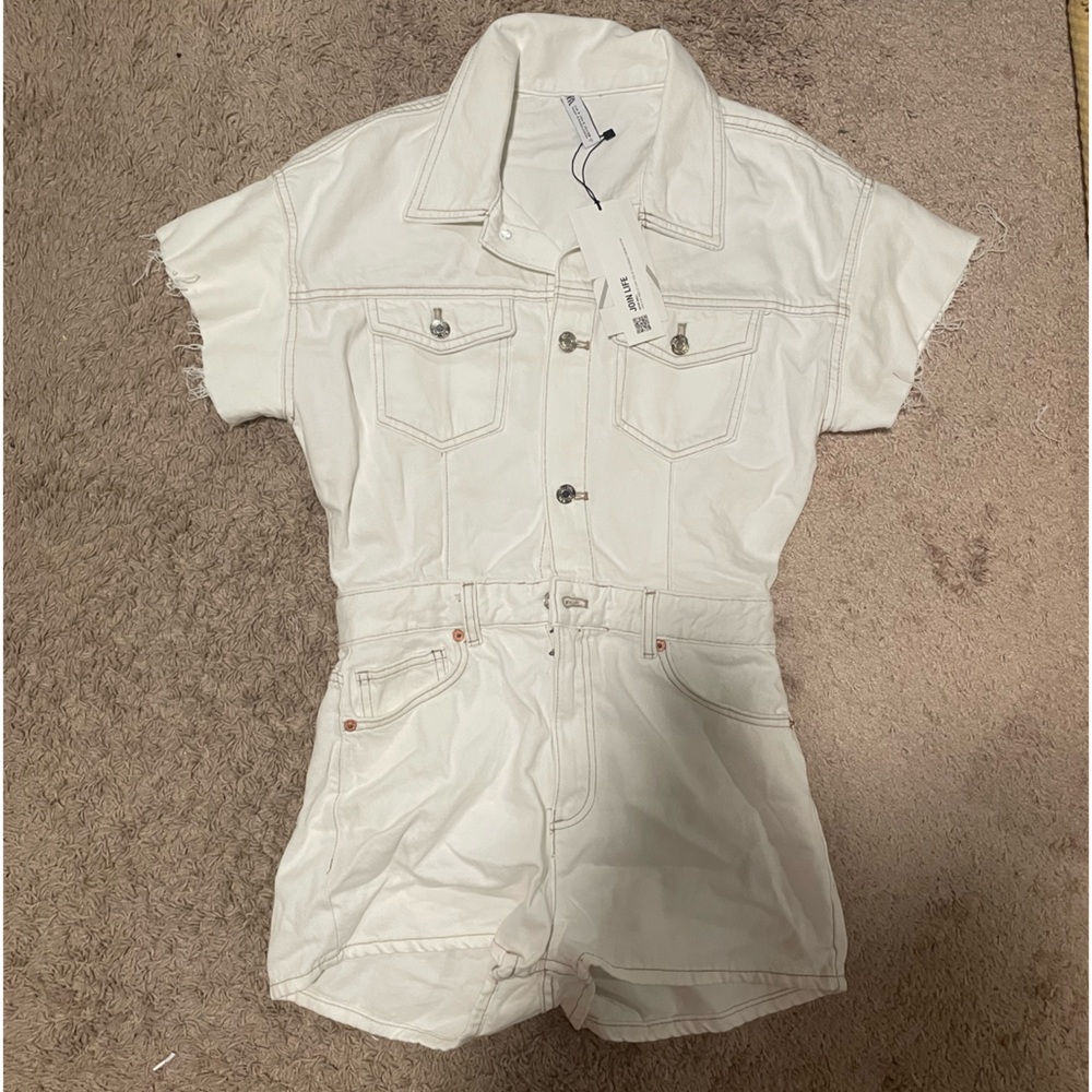 Zara white denim romper/ jumpsuit